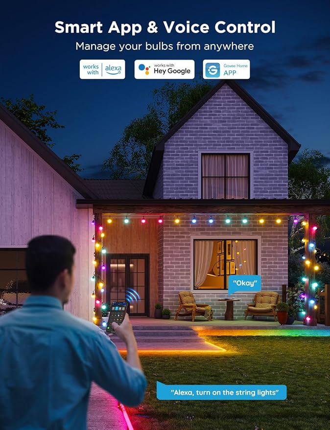 Govee Smart Outdoor String Lights 2, 96ft RGBIC Outdoor Lights - Image 4