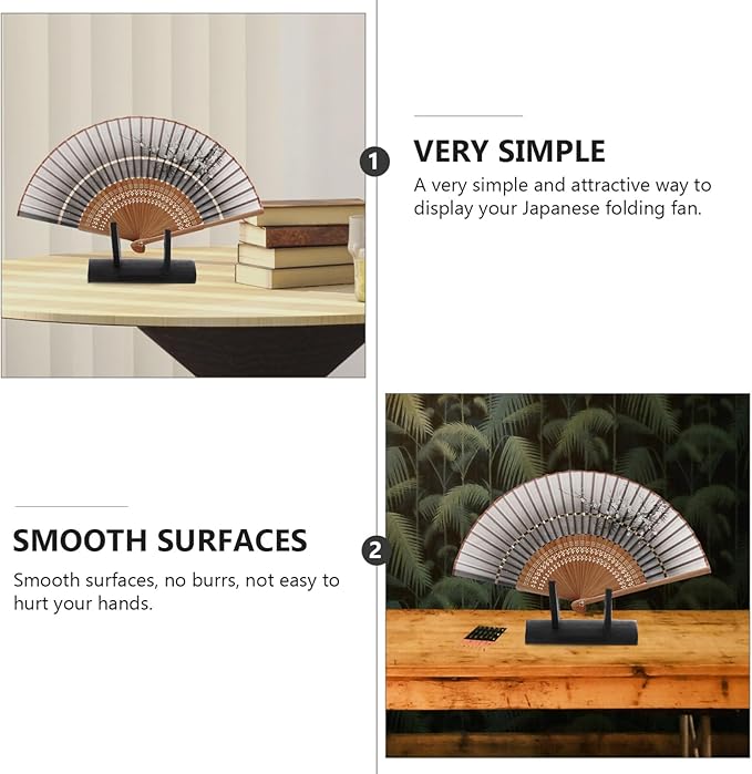 IMIKEYA Japanese Folding Fan Stand Holder Handheld Fan Display Stand Room Decor - Image 9
