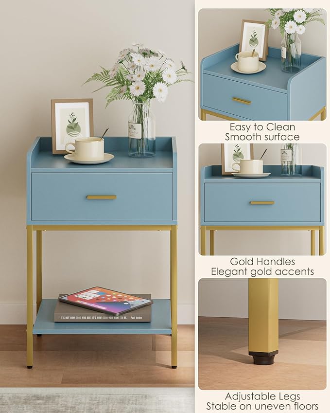 Masupu Nightstand, Bedside Table 3-Tier Modern Night Stand - Image 7