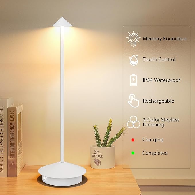 2-Pack 6000mAh Rechargeable Led Table Lamp Cordless, 3000K-6000K Stepless - Image 3
