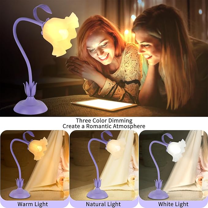 Cute Flower Desk Lamp, 3 Color Temperature Table Lamp - Image 3