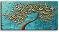 YaSheng Art - Handmade Golden Flowers Artwork Oil Painting On Canvas Texture by YaSheng+Art