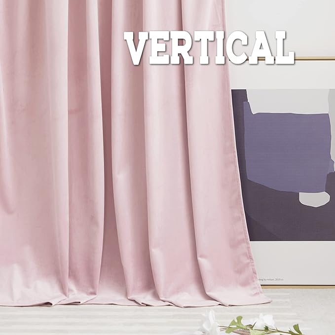 RYB HOME Pink Velvet Curtains 84 inches- Blackout Curtains - Image 4
