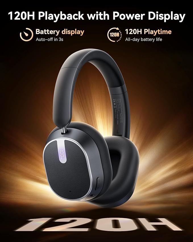 Active Noise Cancelling Headphones, 120H Playtime Bluetooth 6.0 Wireless - Image 4