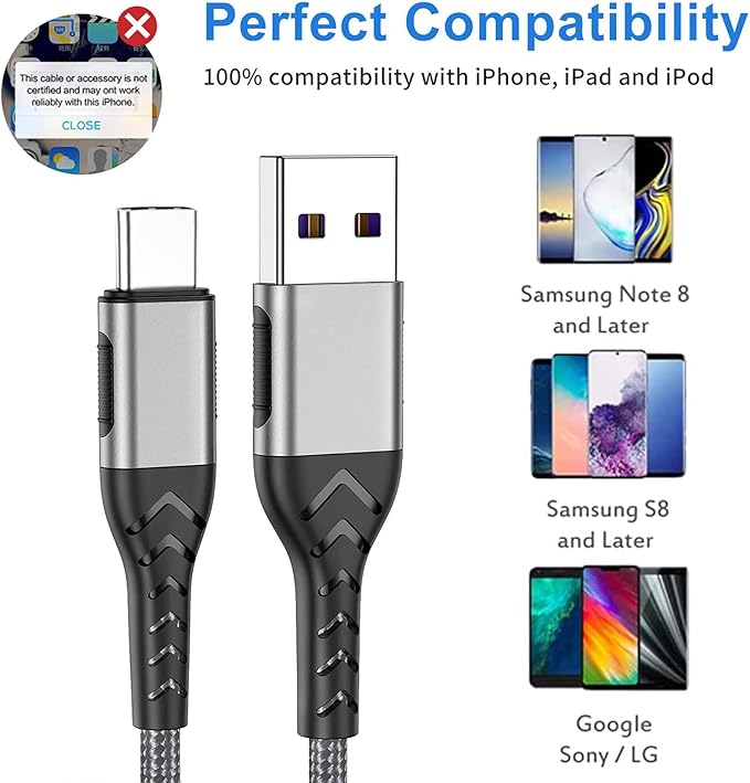 Durcord 16ft Fast Charging USB Type C Charging Cord Cable, Type C Charger - Image 5
