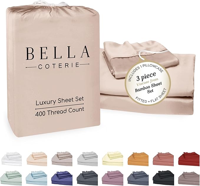 Bella Coterie Luxury Bamboo Viscose Twin XL Size Sheet Set | 100% Organically by BC