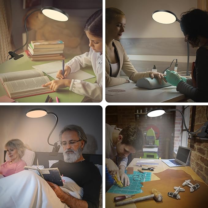 Reading Light with Remote, LED Desk Lamp Clip on RA>95 Dimmable Flexible - Image 8