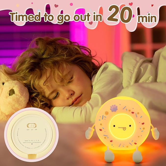 QANYI Donut Lover Lamp, Soft BPA Free Silicone Touch Night Light, Eye Caring - Image 5