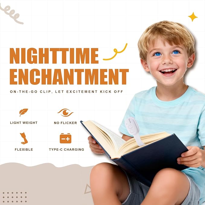 Rechargeable Book Light for Kids at Night – Portable Clip-On LED Light - Image 2