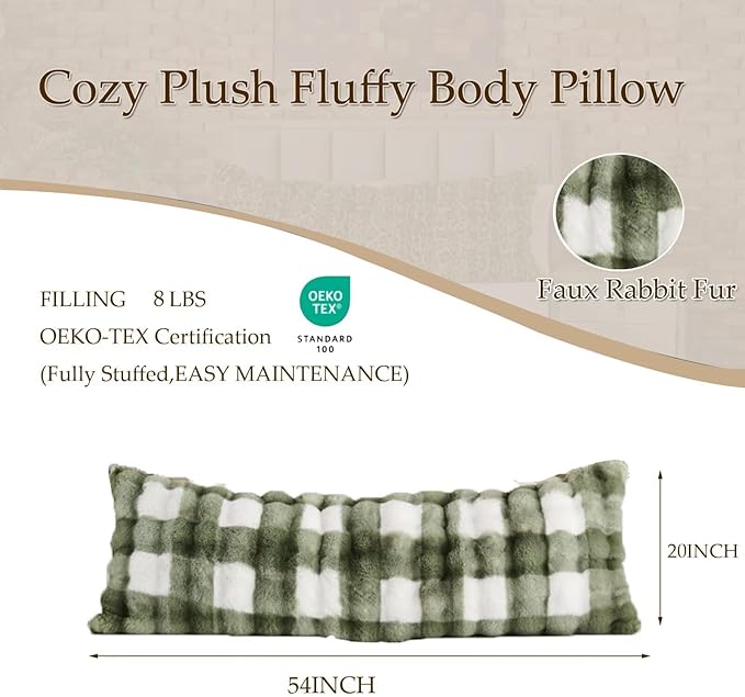 Luxury Shaggy Faux Fur Body Pillow, Fluffy Bed Pillow - Image 3