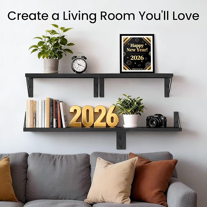 BAYKA Wall Mounted Floating Shelves, Wood Floating Wall Shelf - Image 2