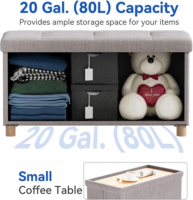 BRIAN & DANY 30 Inches Folding Storage Ottoman Bench, Ottoman - Image 6