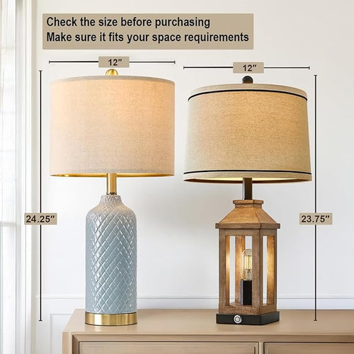 24.25" Modern Ceramic Blue Lamps - Image 2