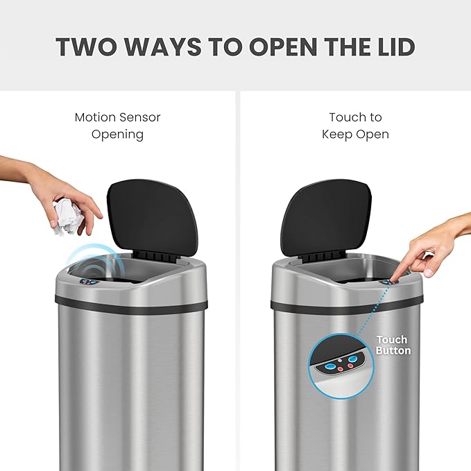 iTouchless SensorCan 50 Liter / 13 Gallon Kitchen Trash Can - Image 5