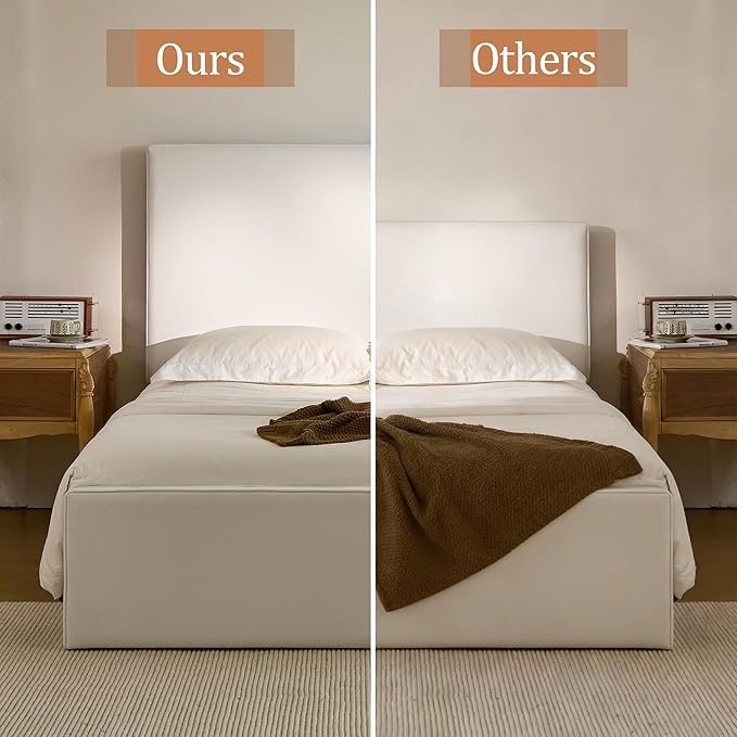 Queen Size Upholstered Bed Frame, Lucas Tall Headboard Floor Platform Beds - Image 5