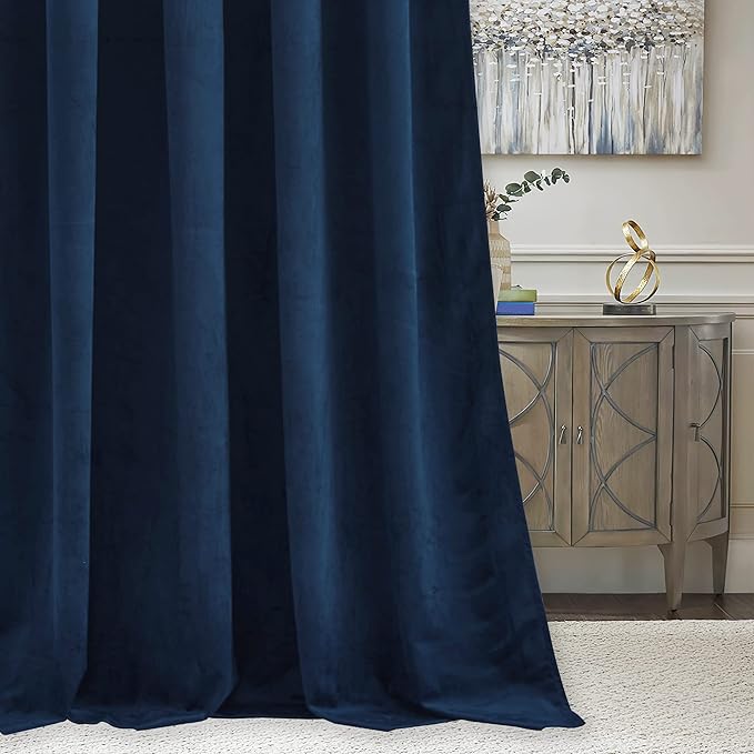 RYB HOME Velvet Curtains 90 inches Length, Back Tab & Rod Pocket Soft Fabric - Image 6