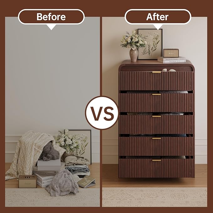 FURSUN Fluted 5 Drawers Dresser - Image 4