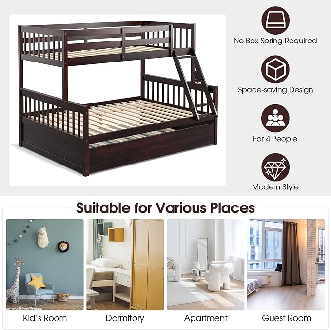 Giantex Twin Over Full Bunk Bed - Image 8