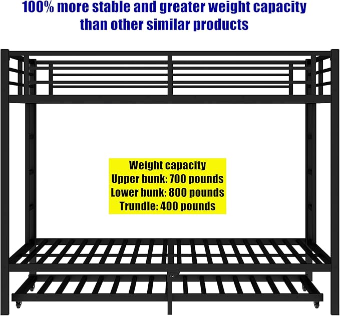 Higher Quality & Stronger Heavy Duty Metal Bunk Bed Frame Queen Over Queen Size - Image 7