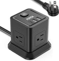 Power Strip with USB C, FDTEK Flat Plug Extension Cord with 4 Outlets and 3 USB by FDTEK