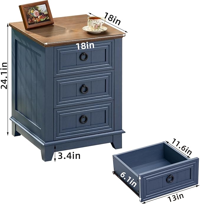 Night Stand Set of 2, Farmhouse 18" End Table - Image 3
