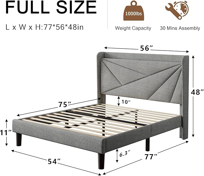 Full Size Upholstered Bed Frame - Image 2