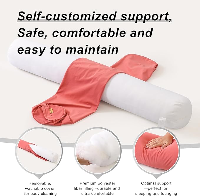 Body Pillow for Adults – Long Bolster Pillow for Bed, Round Cuddle Pillow - Image 4