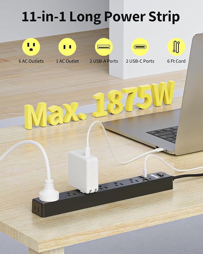 6 Ft Power Strip Surge Protector - Image 2