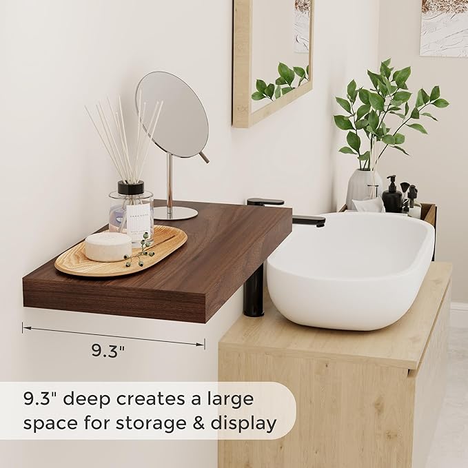 Floating Shelves 16 Inch Long, Wall-Mounted Bathroom Shelves Set of 2, 9.3 Inch - Image 4