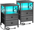 AMHANCIBLE Night Stand Set 2, LED Nightstand by AMHANCIBLE