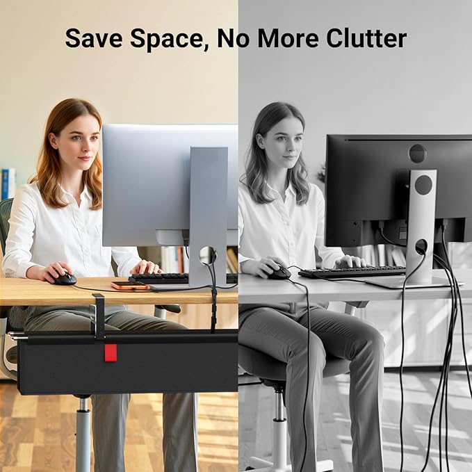 Housolution Under Desk Cable Management Tray, Premium Fabric Cable Storage - Image 2