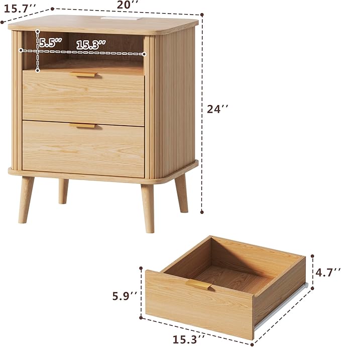 Fluted Nightstand, Night Stand - Image 2
