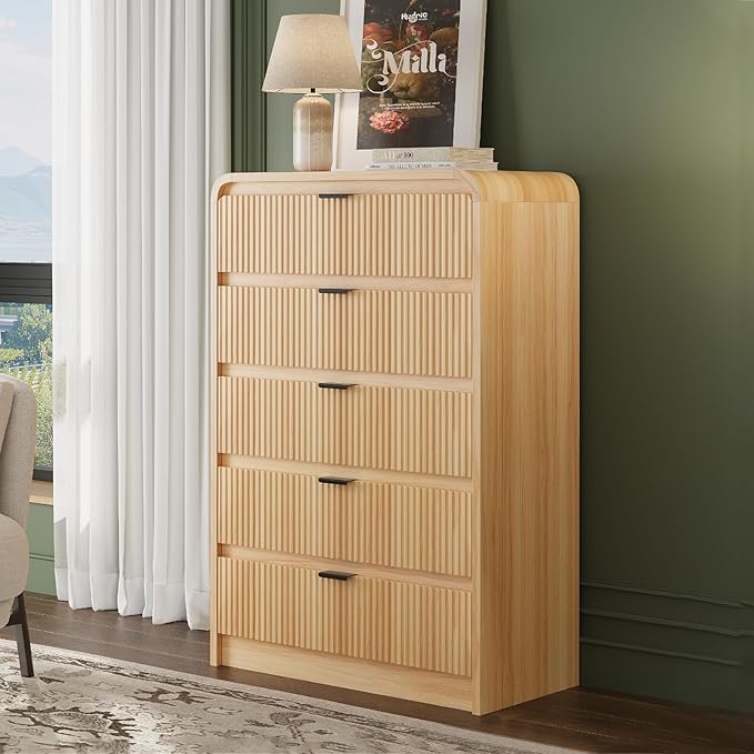 FURSUN Fluted 5 Drawers Dresser - Image 8