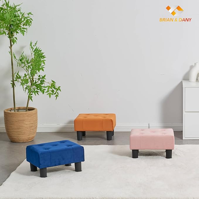 BRIAN & DANY Small Foot Stool, Velvet Foot Stools - Image 2