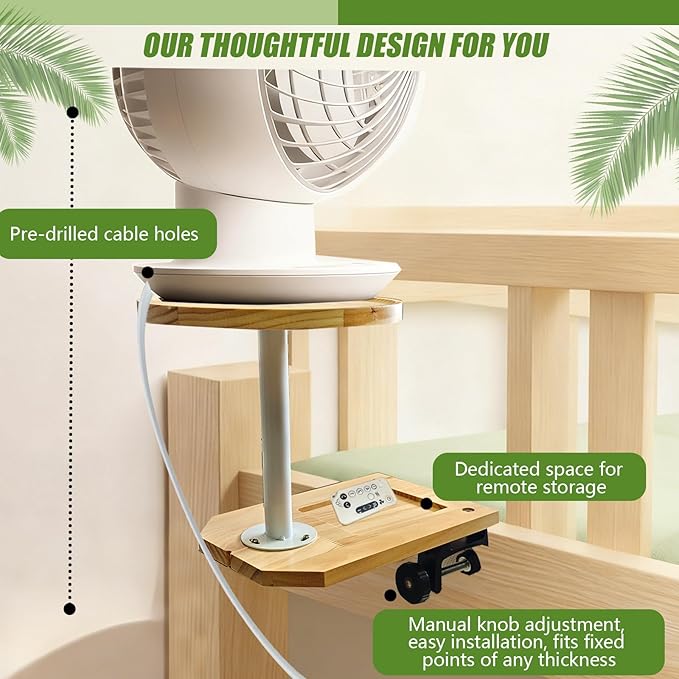 PoolTechX Fan Holder for Dorm Bed, Wooden Clamp Fan Holder for Woozoo Fan - Image 4
