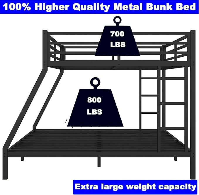 Upgraded Version Thicken Metal Heavy Duty Queen Over King Bunk Bed, Best Modern - Image 5