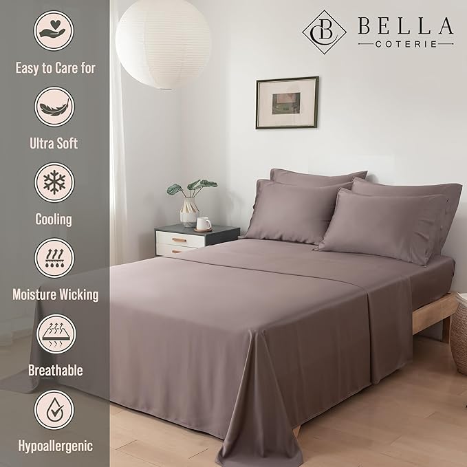 Bella Coterie 6 Piece Luxury Bamboo Viscose Queen Size Sheet Set | 100% - Image 2