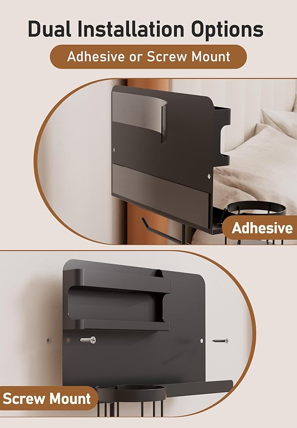 Bedside Wall Organizer Metal Shelf - Image 5