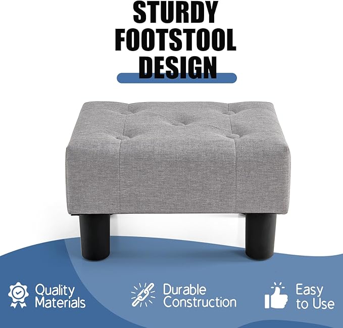 BRIAN & DANY Small Foot Stool, Linen Foot Stools - Image 4
