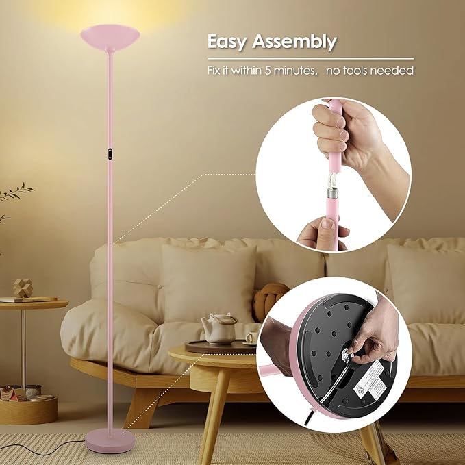 Stepless Dimmable Floor Lamp, 30W 3000LM Super Bright LED Torchiere Floor Lamps - Image 8