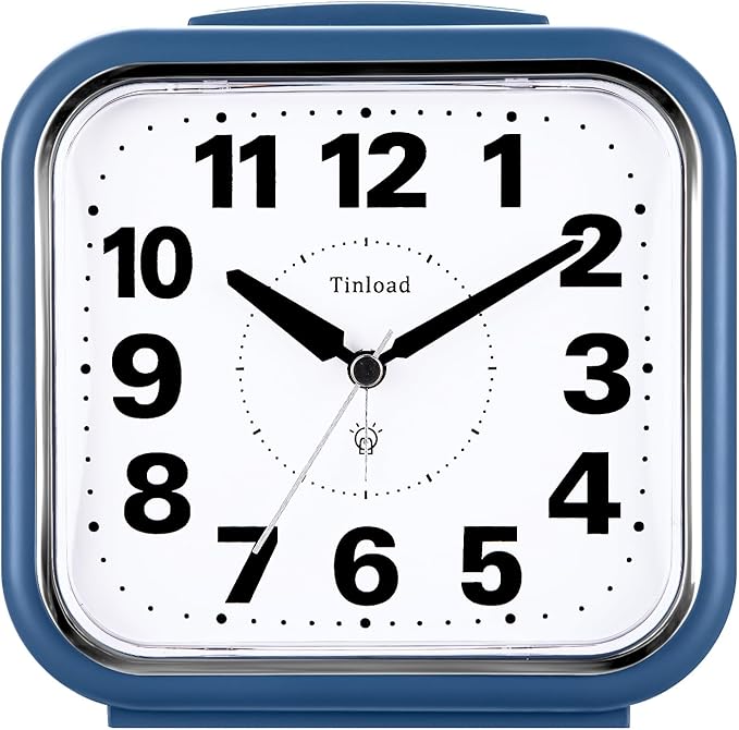 5.5" Large No Ticking Analog Alarm Clock, Silent Readable by Tinload