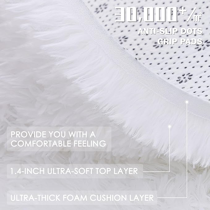 OLANLY 2x3 Machine Washable Small Bedside Rug, Soft Fluffy Shaggy Entryway - Image 6