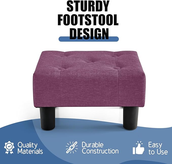 BRIAN & DANY Small Foot Stool, Linen Foot Stools - Image 4