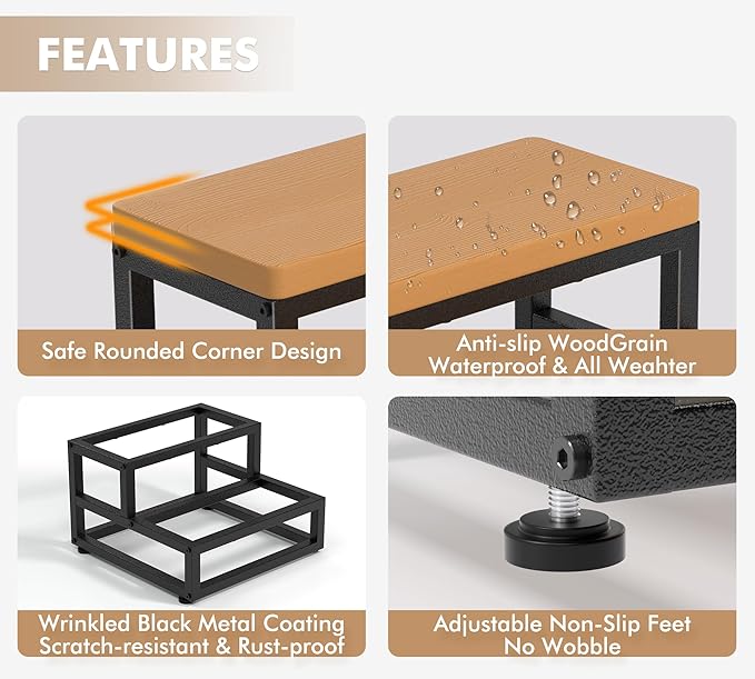 Y&M Two Step Stool for Adults Kids, Waterproof HPDE Bed Step Foot Stool - Image 5