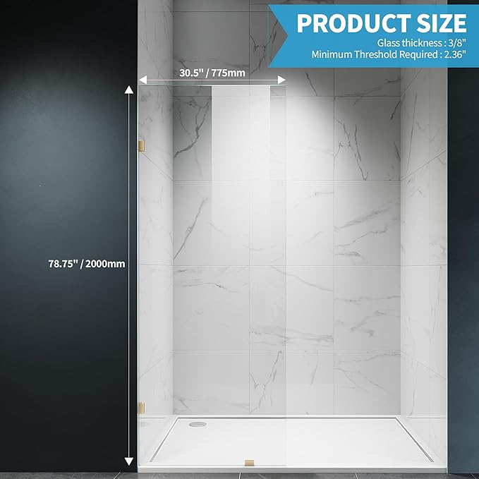 Shower Glass Panel, 30.5" W x 78.75" H Fixed Shower Screen Panel - Image 7