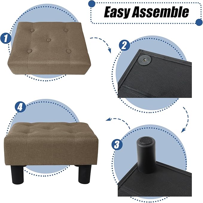BRIAN & DANY Small Foot Stool, Linen Foot Stools - Image 5