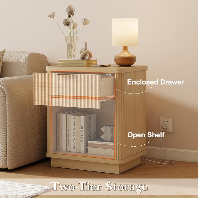 LYNCOHOME Fluted Nightstand - Image 3