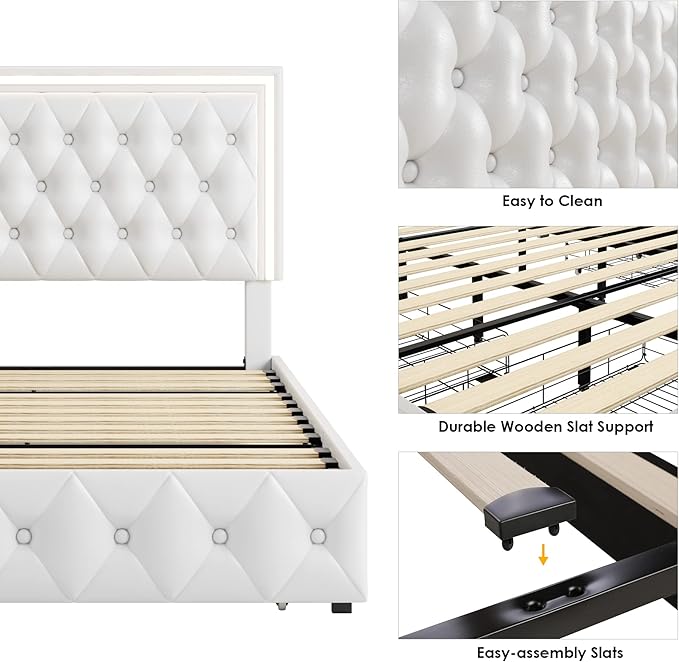 Keyluv Queen Upholstered LED Bed Frame - Image 7