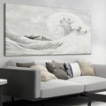 YETHEN WAL Neutral Grey Wave Wall Art – Textured Coastal Canvas Print by Unknown