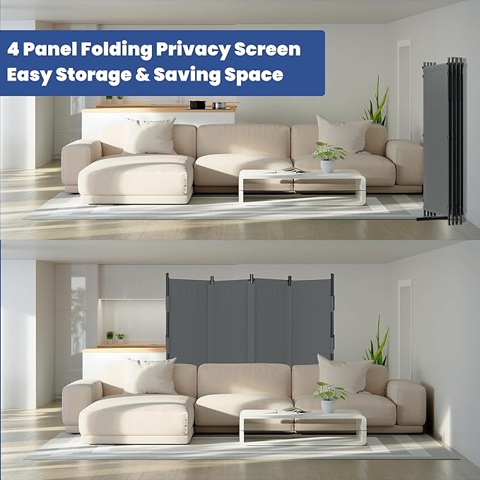 Room Divider, 4 Panel Upgraded Folding Privacy Screen, 88” Highly Secretive - Image 6